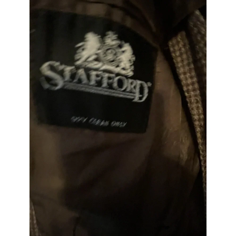 Vintage Stafford Men's Brown Tweed Wool Houndstooth Sport Coat 2-Button Notch